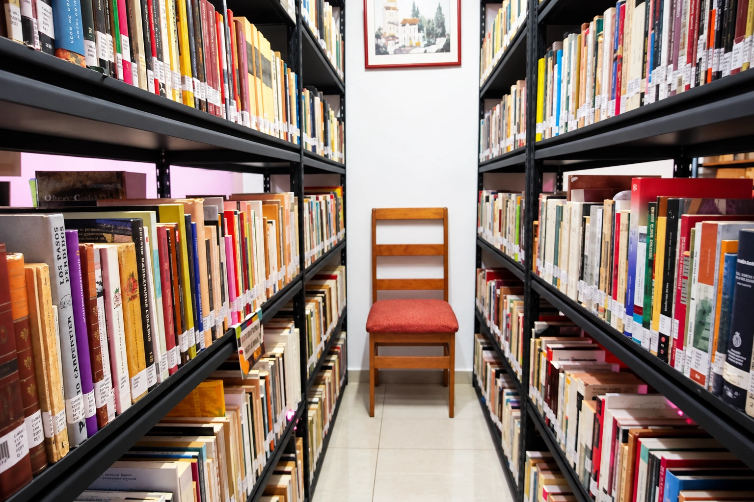 Pasillo del acervo de la biblioteca