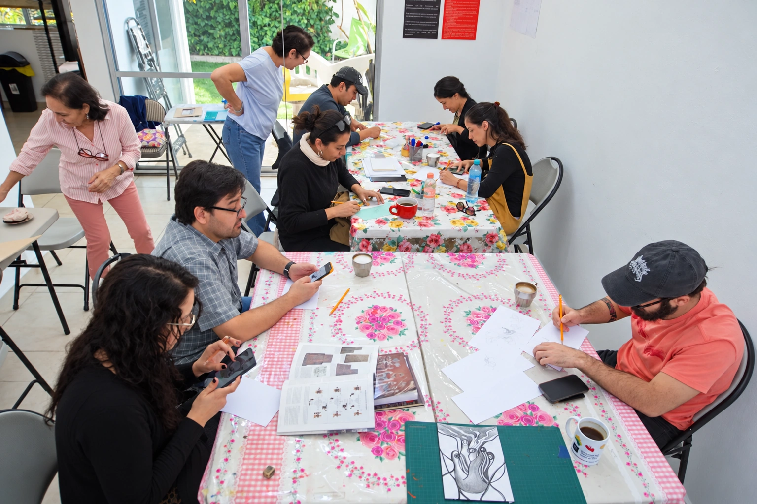 Sesión del taller de grabado