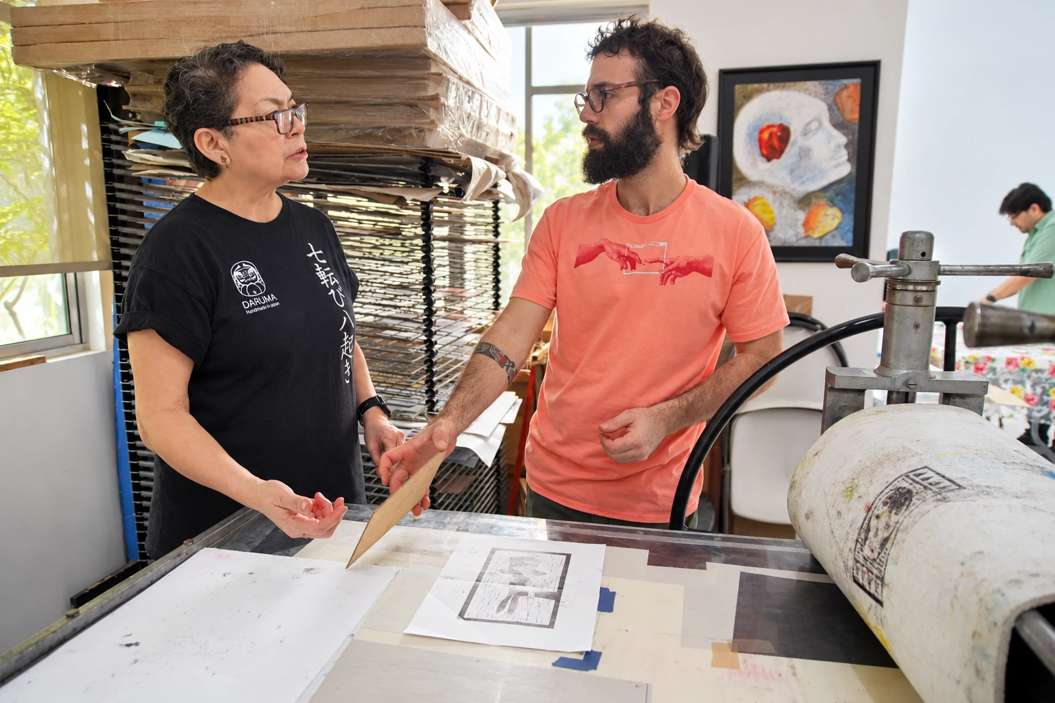 Taller de grabado, grupo pequeño